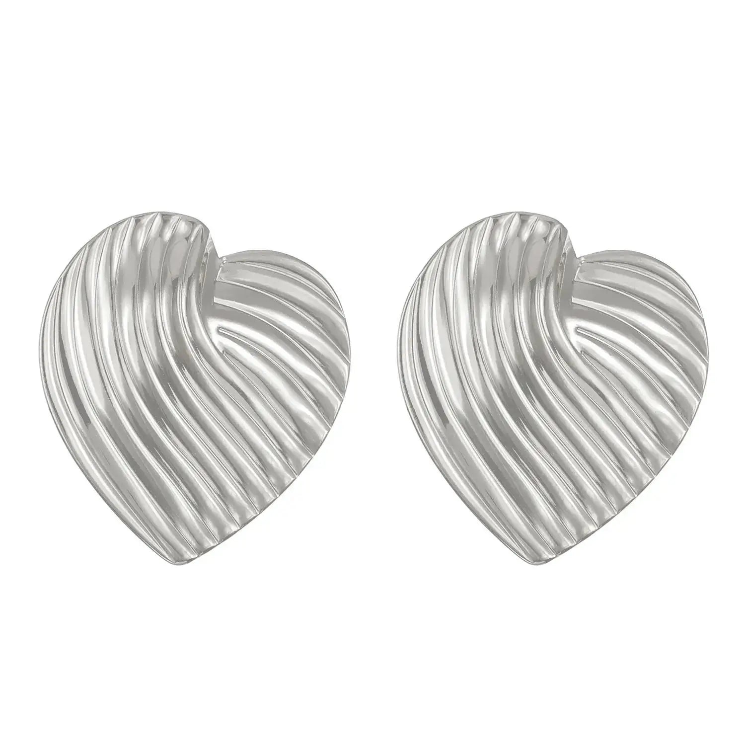 Stainless Steel Pleated Geometric Earrings For Women Jewelry Trending Vintage Women's Smooth Gold Color Stud Earrings