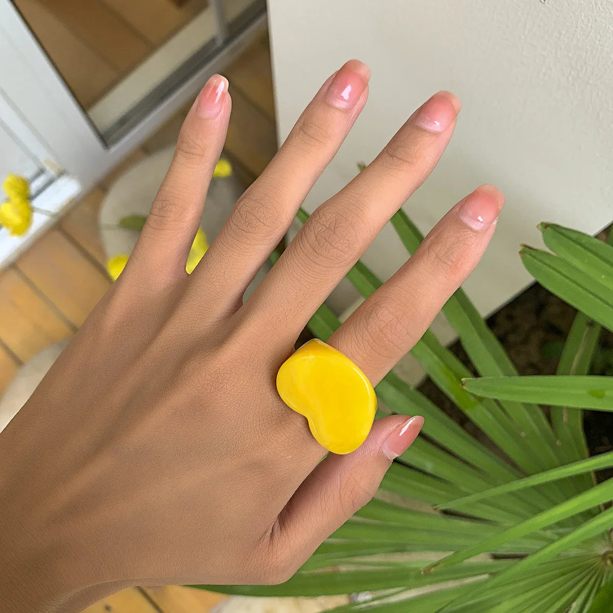 Acrylic Resin Rings Set For Women Girls Irregular Marble Pattern Colorful Transparent Ring Rings Jewelry Gifts