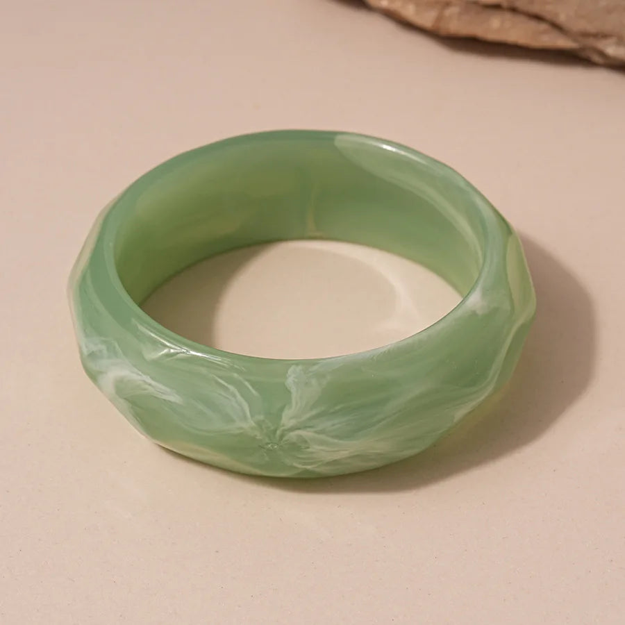 Green Irregular Square Round Wide Bracelets Vintage Resin Acrylic Smudging Bangles Bracelets for Women Girl Jewelry Gifts