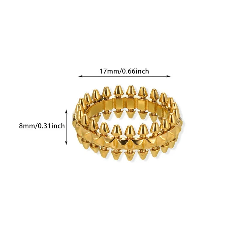 Vintage Stainless Steel Bullet Rings for Women Gold Color Geometric Rings Punk Jewelry Hip Hop Party Jewelry Gifts Anillos