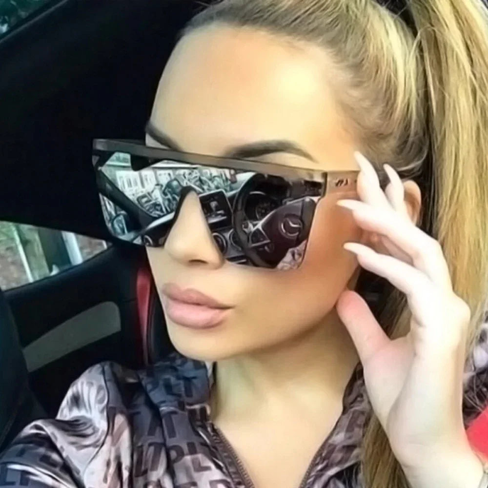 2025 Square Sunglasses Women Luxury Vintage Brand Design Sun glasses Big Frame Mirror Red Purple Eyewear UV400