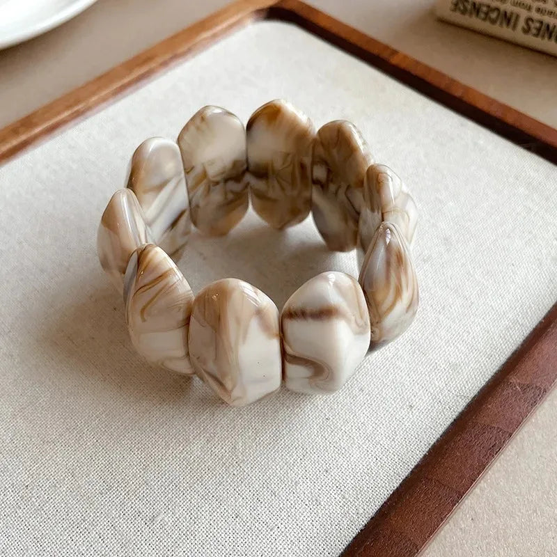 Vintage Smudging Bangle Geometric Wide Chunky Bracelets for Women Personality Acrylic Bracelet Hand Jewelry