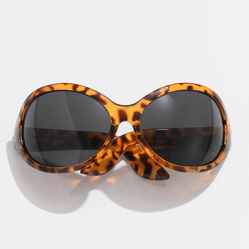 Cycling Fashion Y2K Punk Sunglasses Goggle New Women Men Oval Sports Sun Glasses Female Oversized Colorful Lens Eyewear UV400