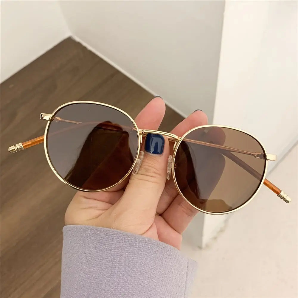 Fashion Glasses Fishing Metal Frame Shades Round Sun Glasses Women's Eyewear Retro Women Men Sunglasses UV400 Gafas De Sol