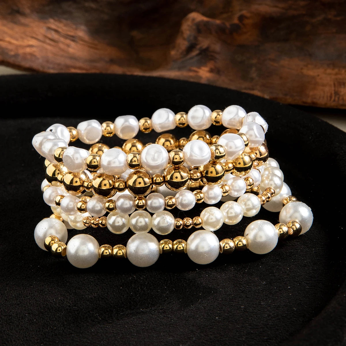 Elegant Imitation Pearl Handmade Beaded Bracelet Women Gold Color CCB Heart Jewelry Festival Gift Accessories