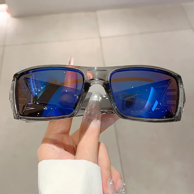 Trendy Designed Cycling Oval Sunglasses Women Men Outdoor Cycling Sports UV400 Sunglass Vintage Hip Hop Punk Sun Glasses