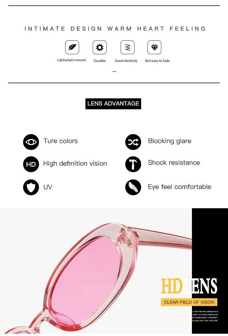 Vintage Oval Sunglasses Women Luxury Brand Designer Small Oval Sun Glasses Retro Black Red Glasses ladies Goggle UV400 Eyewear