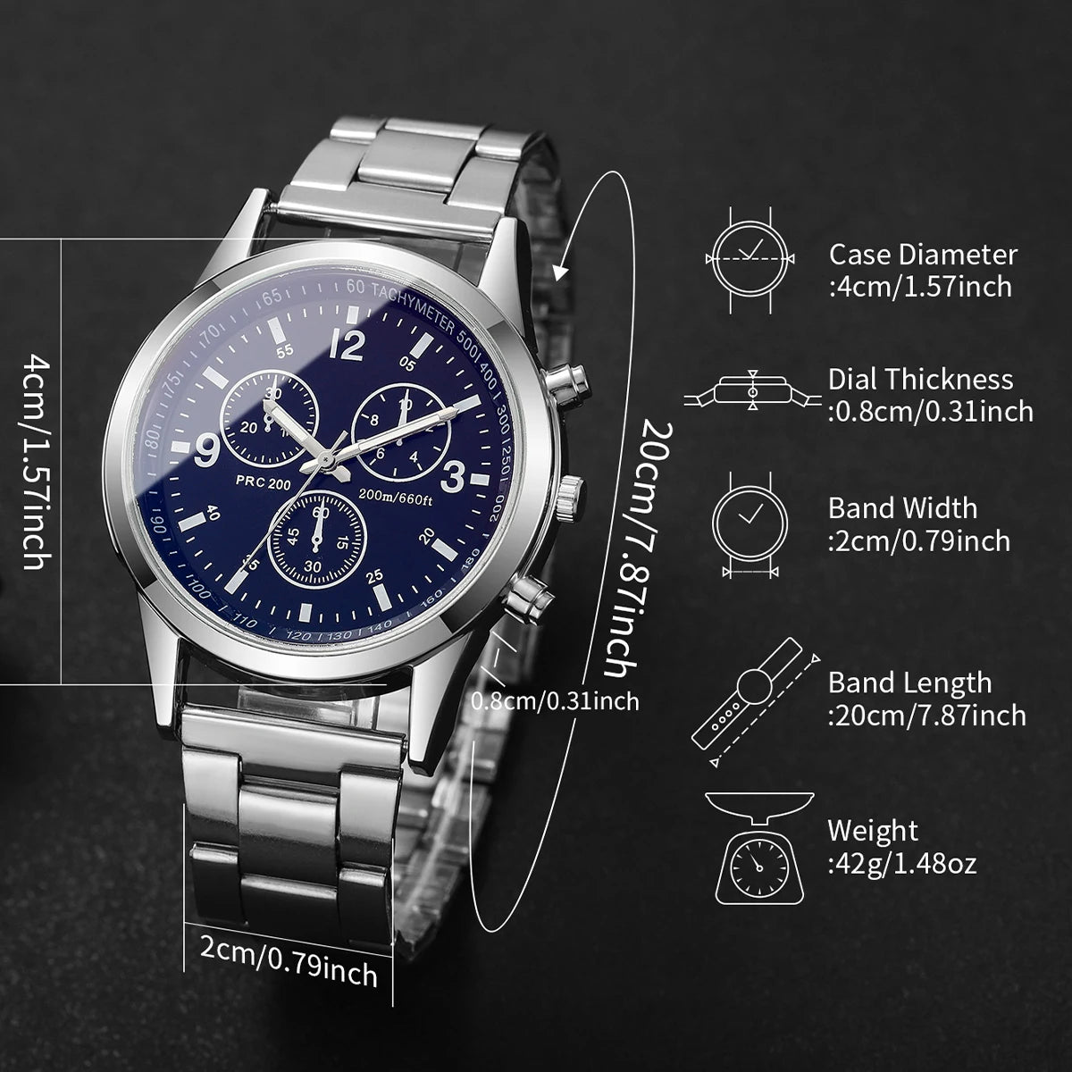Fashion Men Business Quartz Watch Luxury Silvery Strap Wristwatch Reloj Hombre（Without Box）