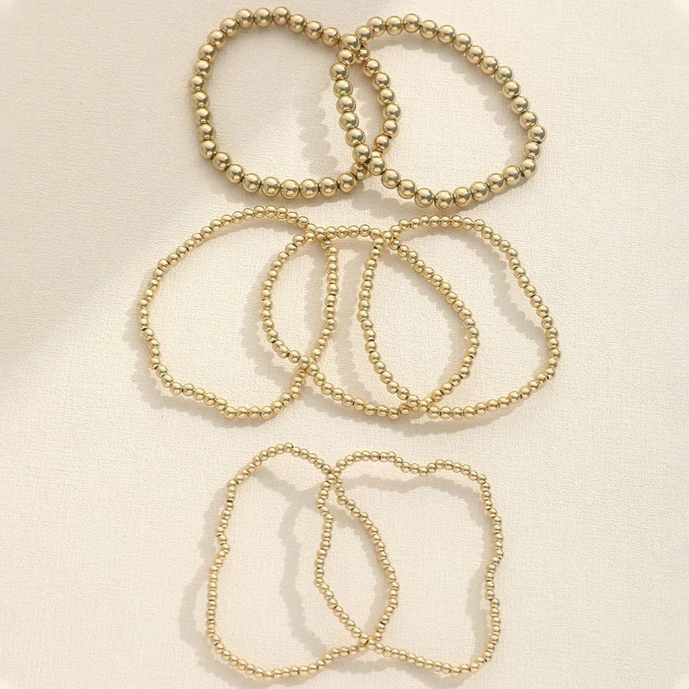 Stainless Steel Bracelets Vintage Handmade Ball Beaded Bracelets for Women Punk Gold Color Bangles Party Fashion Jewelry